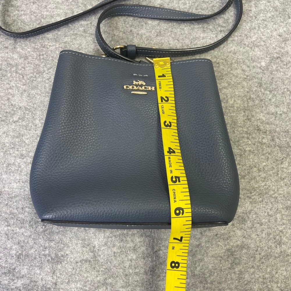 Coach Mollie Bucket Bag 22 Blue Pebble Leather Crossbody C7266 - Picture 15 of 16